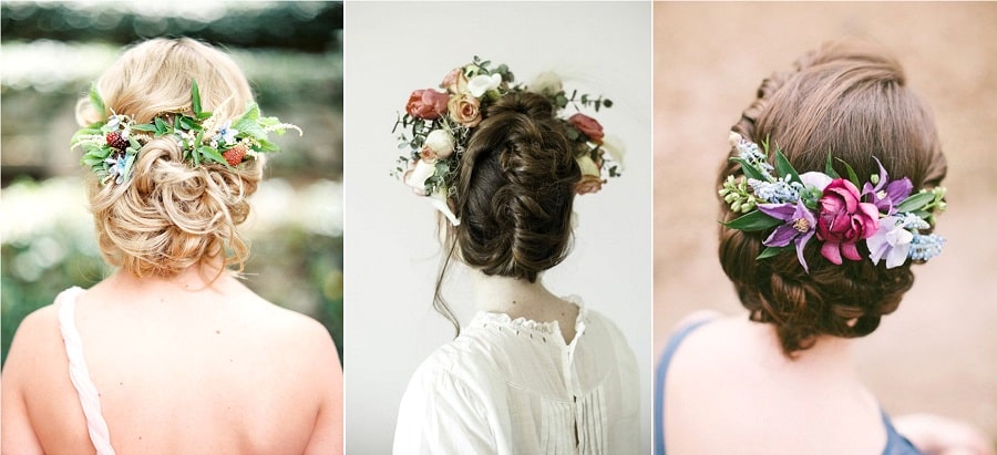 chignon fleurs mariage