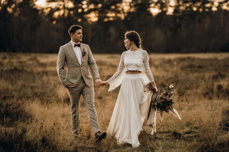 robe de mariée à franges look bohème