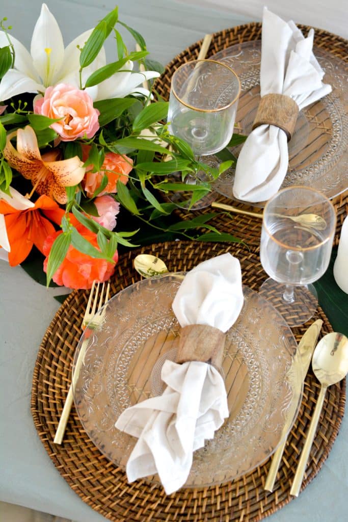 décoration de table tropicale DIY