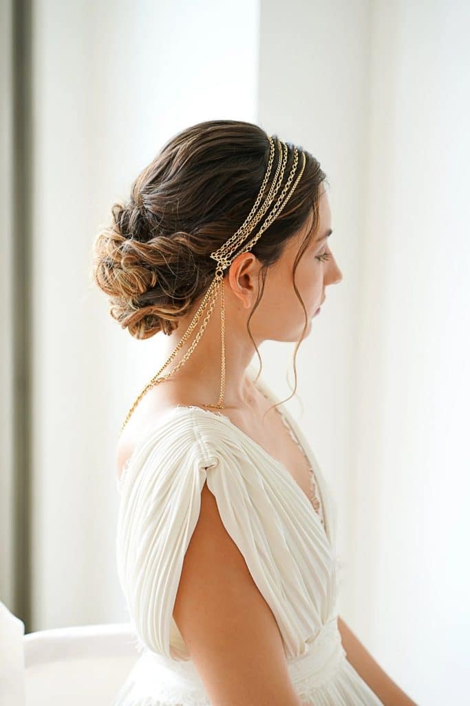 Serre-tête headband de mariée triple chaines fines dorées Serre-tête headband de mariée triple chaines fines dorées