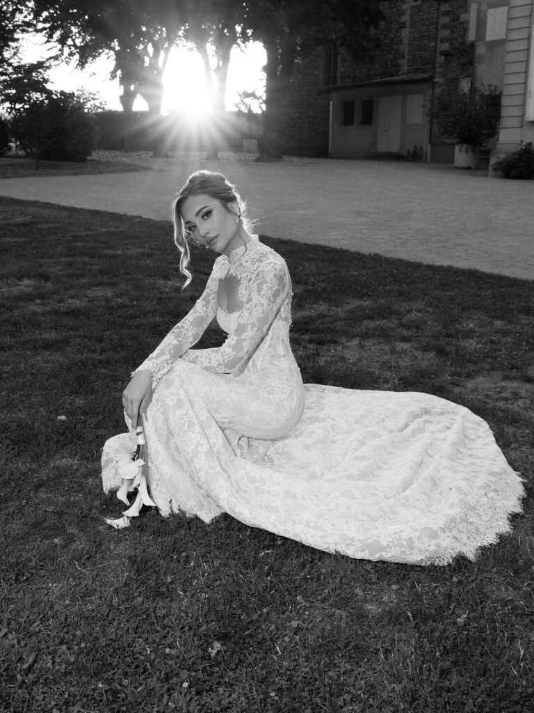 Photo de Justine en robe de mariée, la femme de Melvine Malard